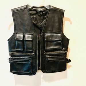 Children's Faux Leather Vest Black Size 128